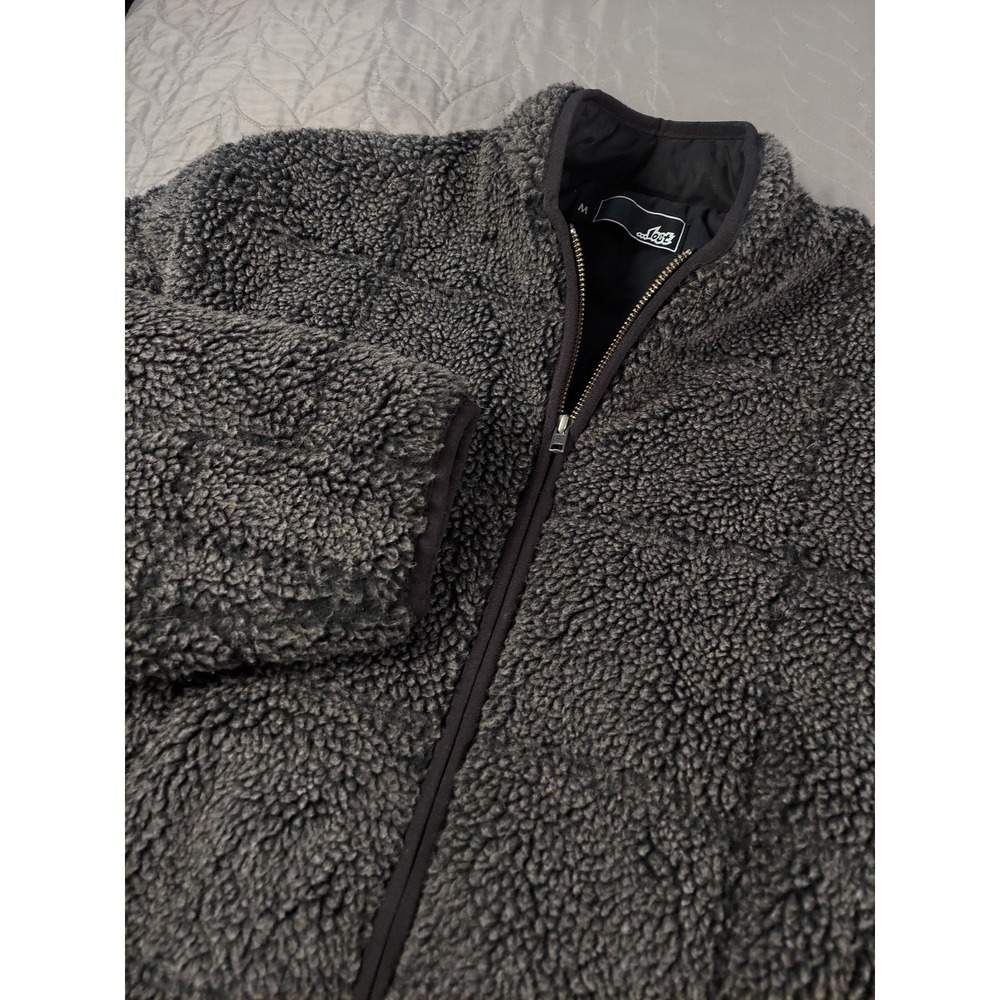 Lost Enterprises Sherpa Jacket Mens Medium Full Zip Winter Fleece Bomber Black
